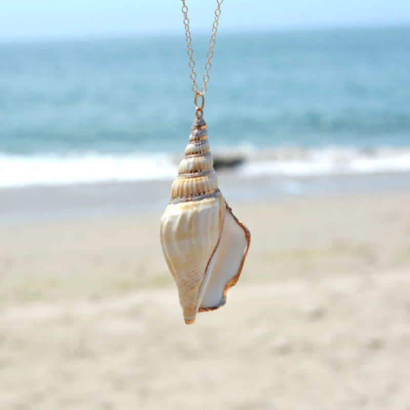 Natural Shankha Conch Shell Seashell Lucky Necklace Pendant - image 1