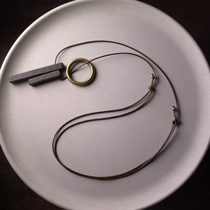 Buddha Stones Zen Circle Ebony Wood Enlightenment Necklace Pendant - image 5