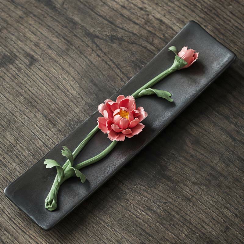 Buddha Stones Lotus Peony Rose Flower Ceramic Spiritual Incense Burner - image 12