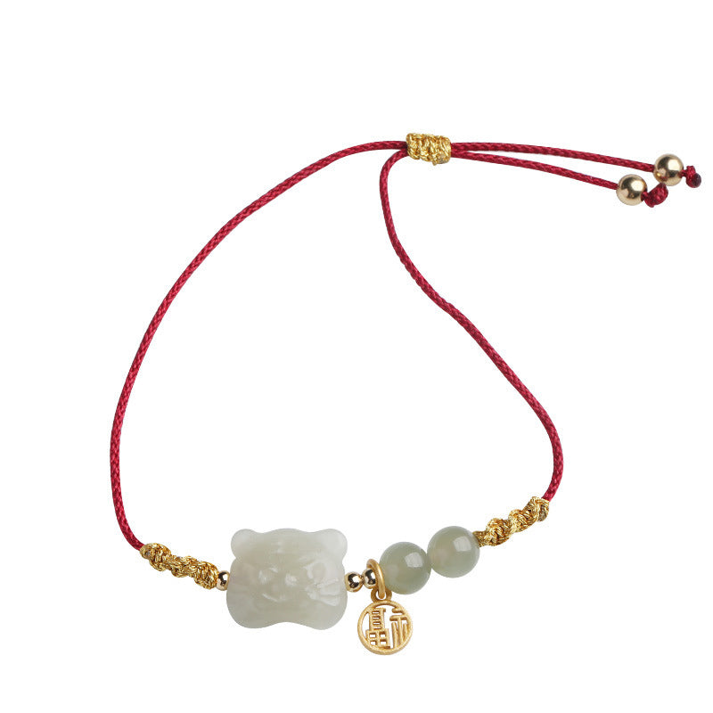 Buddha Stones Chinese Zodiac Tiger Jade Prosperity Red String Bracelet - image 6