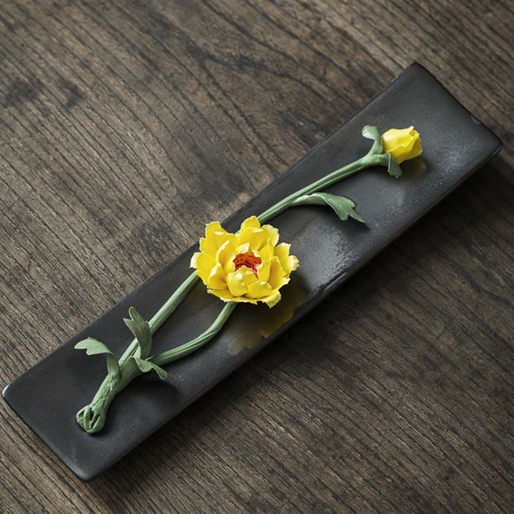 Buddha Stones Lotus Peony Rose Flower Ceramic Spiritual Incense Burner - image 15