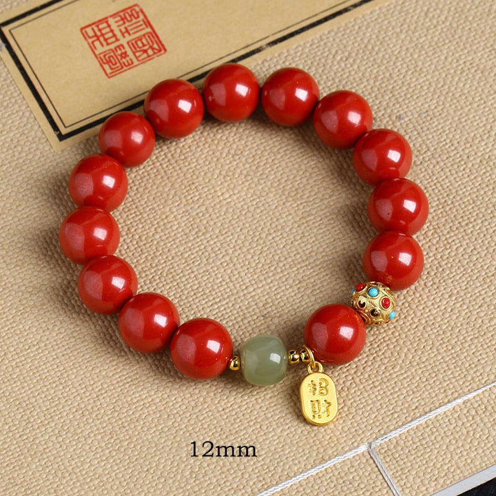 Buddha Stones Cinnabar Green Aventurine Fortune Protection Charm Bracelet - Emperor Sand - 12mm - image 14