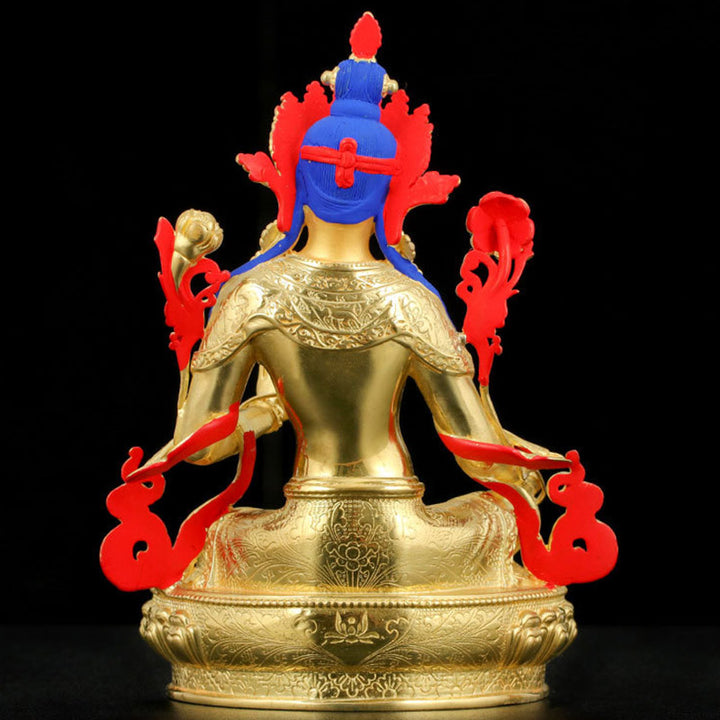 Buddha Stones Bodhisattva Green Tara Protection Copper Gold Plated Statue Decoration - image 3