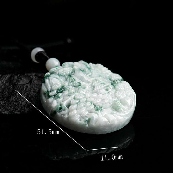 Buddha Stones Mountain Landscape Jade Abundance String Necklace - image 11