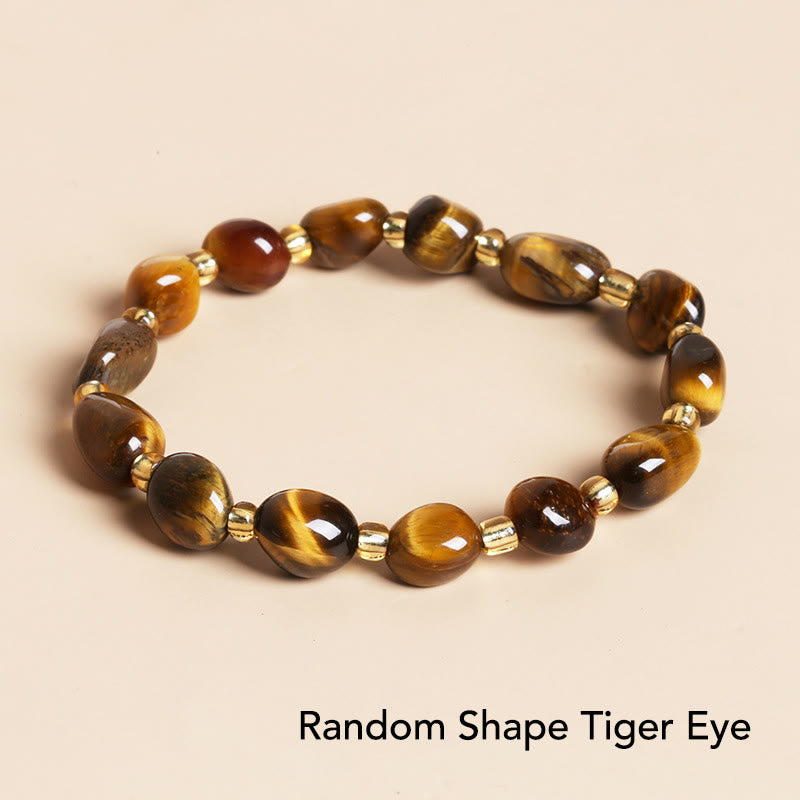 Buddha Stones Natural Irregular Shape Stone Crystal Meditation Balance Bracelet - Random Shape Tiger Eye - image 27