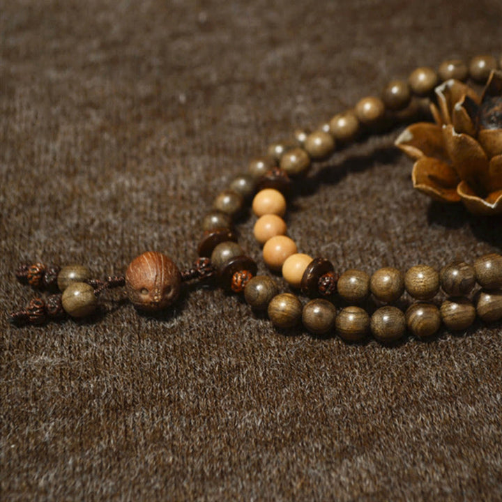 Buddha Stones Tibetan Sandalwood Protection Charm Mala Bracelet - image 8