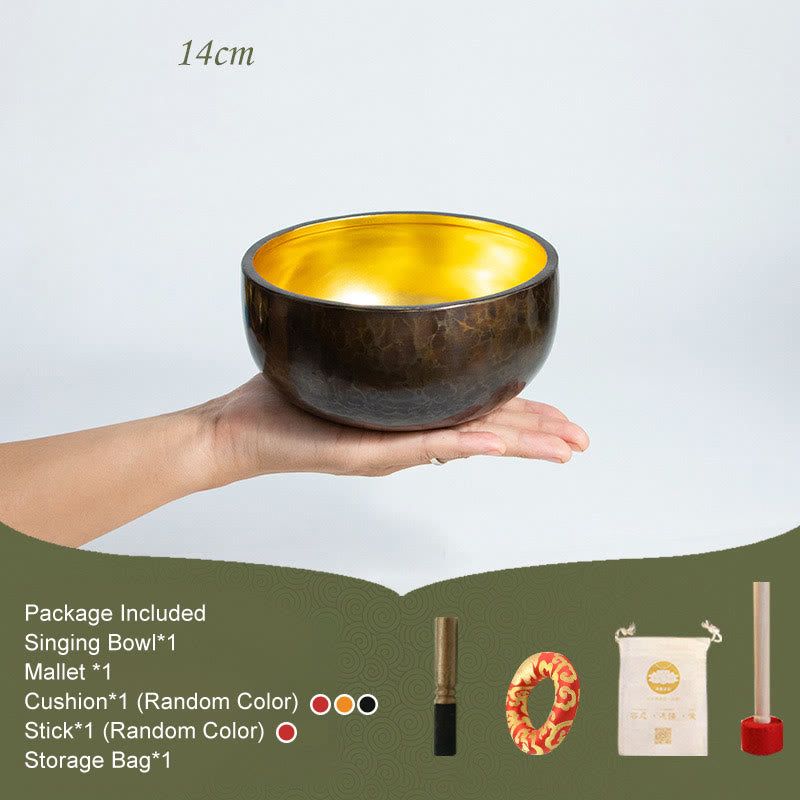 Tibetan Meditation Sound Bowl Handcrafted Healing Yoga Mindfulness Singing Bowl Set - 14cm - image 1