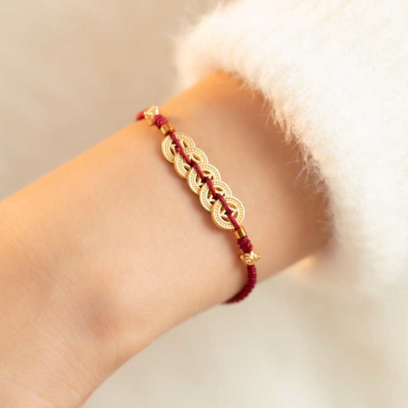Buddha Stones Copper Coin Fortune Tree Luck Strength Braided Bracelet - image 4
