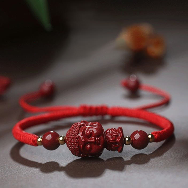 Buddha Stones Chinese Zodiac Natal Buddha Cinnabar Amulet Blessing String Bracelet - image 14