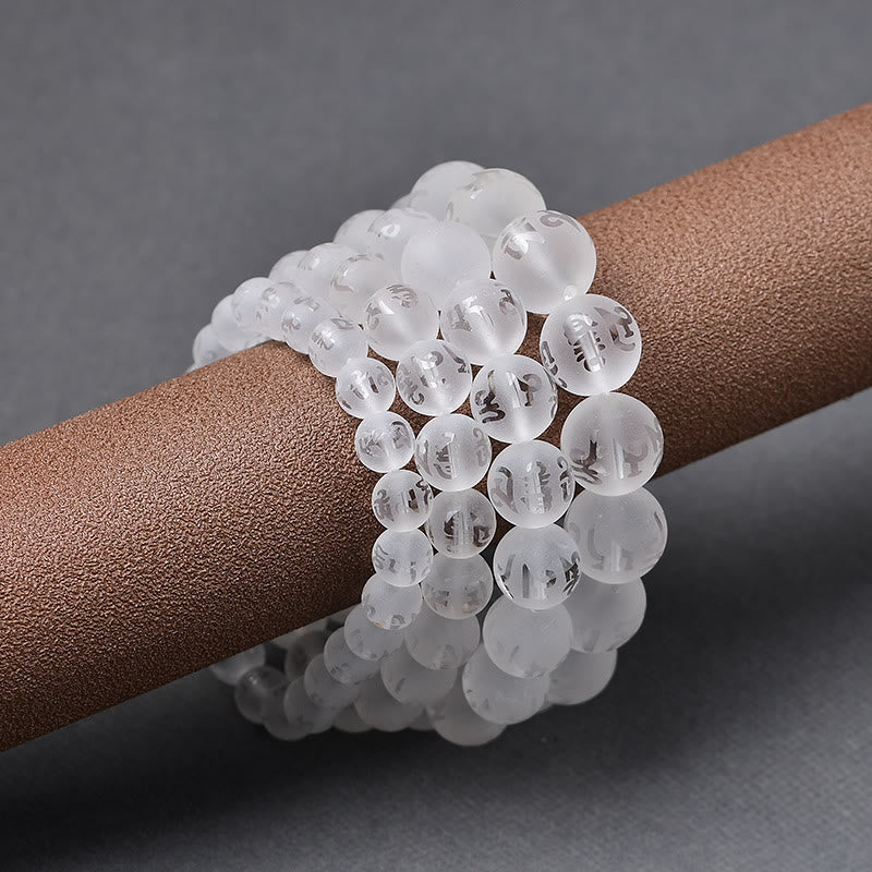 Buddha Stones Tibet White Crystal Black Onyx Om Mani Padme Hum Meditation Bracelet - image 20