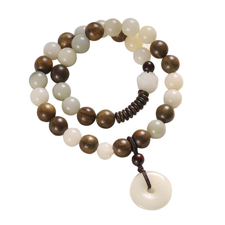 Buddha Stones Bodhi Seed Green Sandalwood Lotus Peace Buckle Harmony Double Wrap Bracelet - image 9