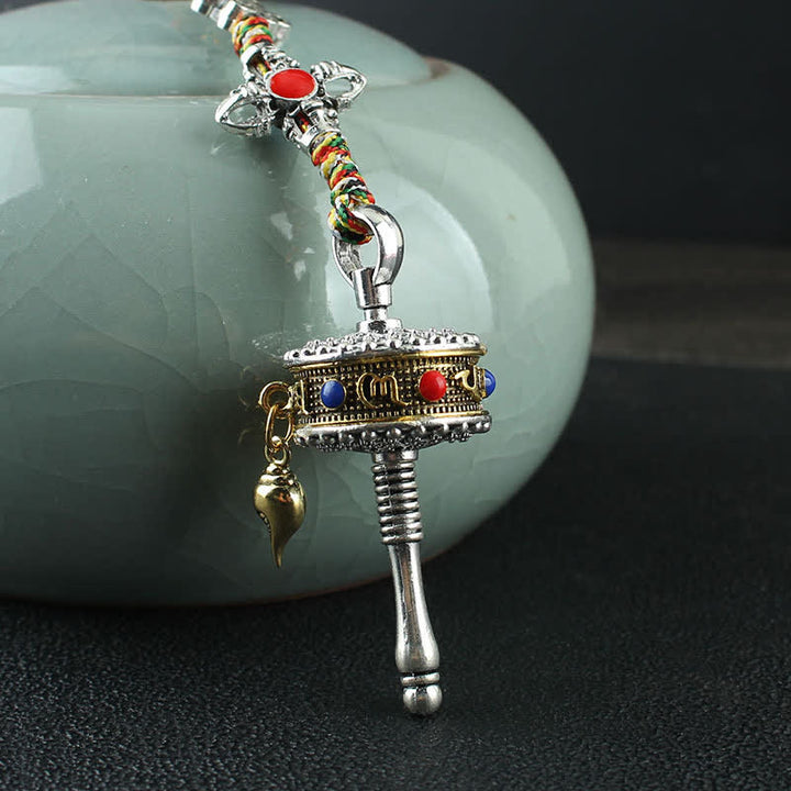 Tibet Om Mani Padme Hum Prayer Wheel Peace Rotatable Bag Car Hanging Decoration - Prayer Wheel - image 12