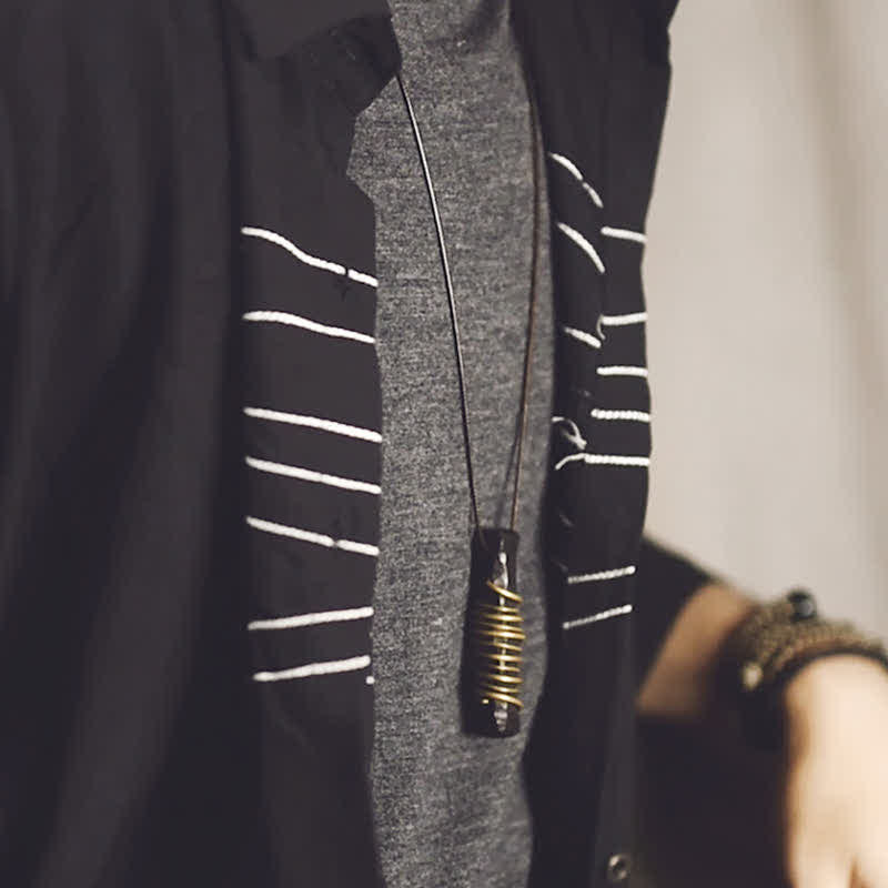 Buddha Stones Tibet Ebony Wood Copper Balance Peace Necklace Pendant - image 12