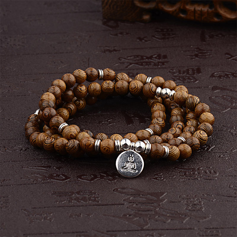 Buddha Stones Tibetan Lightning Strike Wood Bracelet Lotus Buddha Mala - 2 - image 1