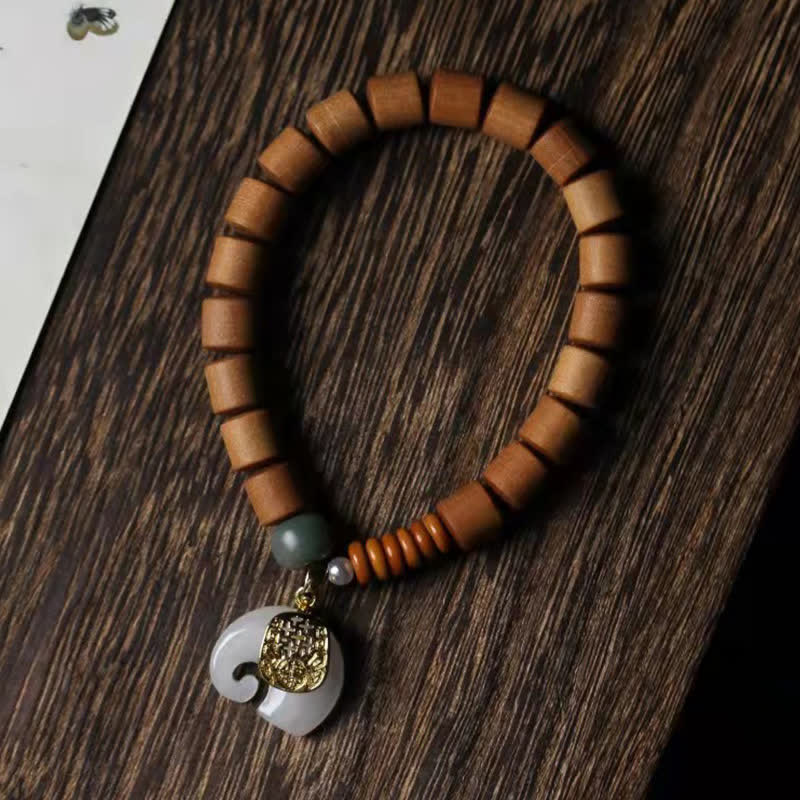 Buddha Stones Sandalwood Jade Elephant Protection Bracelet - image 12