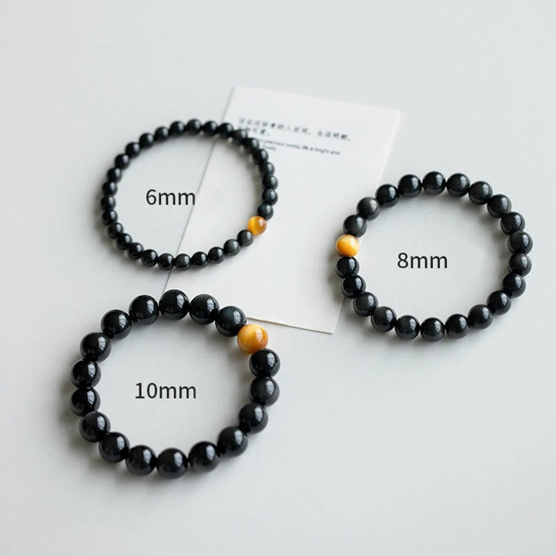 Buddha Stones Natural Rainbow Obsidian Tiger Eye Positive Love Bracelet - image 17