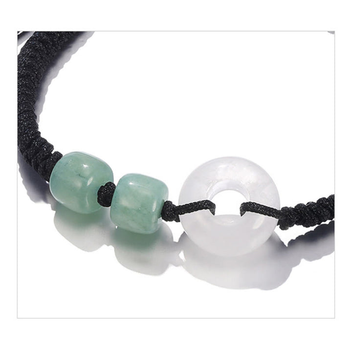 Buddha Stones 2Pcs Green Aventurine White Jade Peace Buckle Luck Braided Couple Bracelet - image 15