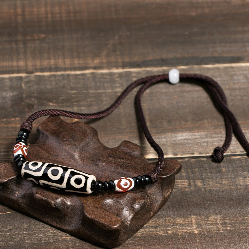 Buddha Stones Tibetan Nine-Eye Dzi Bead Protection String Necklace - image 2