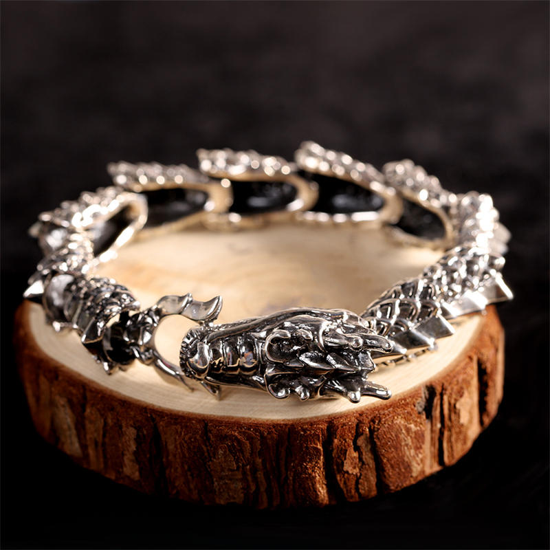 Buddha Stones 925 Sterling Silver Dragon Luck Success Bracelet Bangle - DRAGON (Luck ♥ Strength) - image 0