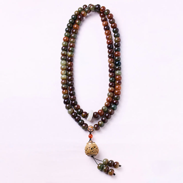 Buddha Stones 108 Mala Beads Dunhuang Color Bodhi Seed Dzi Bead Keep Away Evil Spirits Bracelet - image 4
