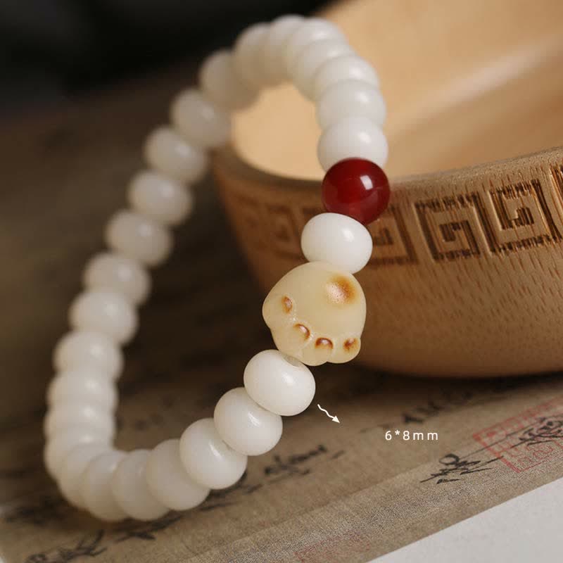 Buddha Stones Natural Bodhi Seed Lovely Paw Lucky Cat Bracelet - image 1