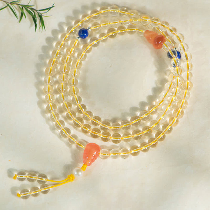 Buddha Stones 108 Mala Beads 925 Sterling Silver Natural Citrine Red Agate White Jade Prosperity Charm Bracelet - image 17