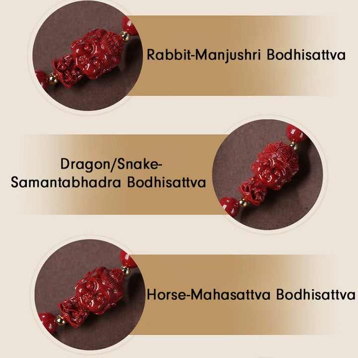 Buddha Stones Chinese Zodiac Natal Buddha Cinnabar Amulet Blessing String Bracelet - image 20
