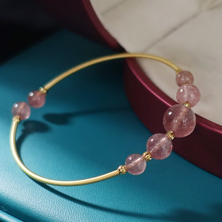 Buddha Stones Natural Strawberry Quartz Love Healing Bracelet Bangle - image 5