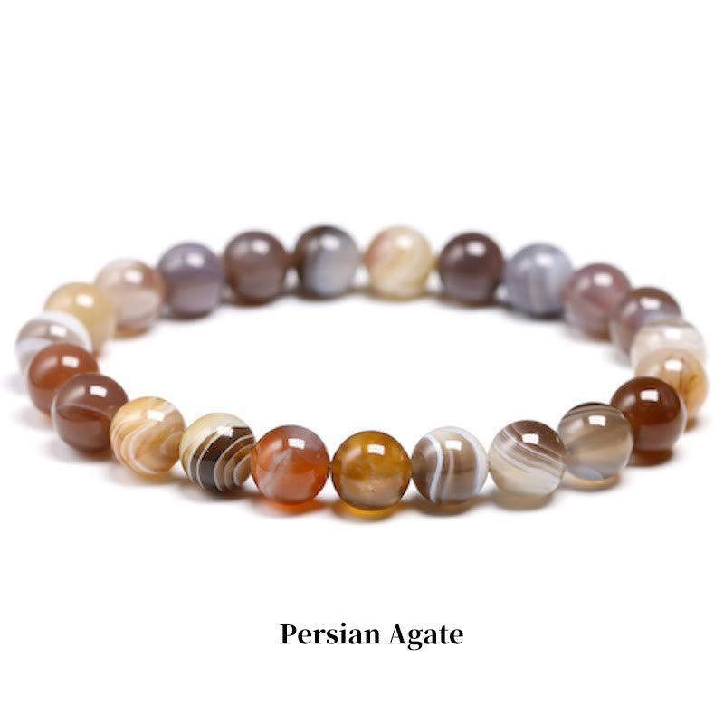 Buddha Stones Natural Stone Quartz Healing Beads Bracelet - 8mm - Persian Agate - image 63