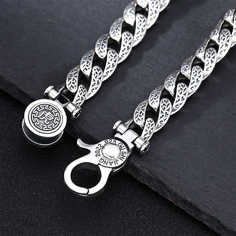 Buddha Stones Tiger Tang Dynasty Flower Design Engraved Luck Energy Bracelet - image 4