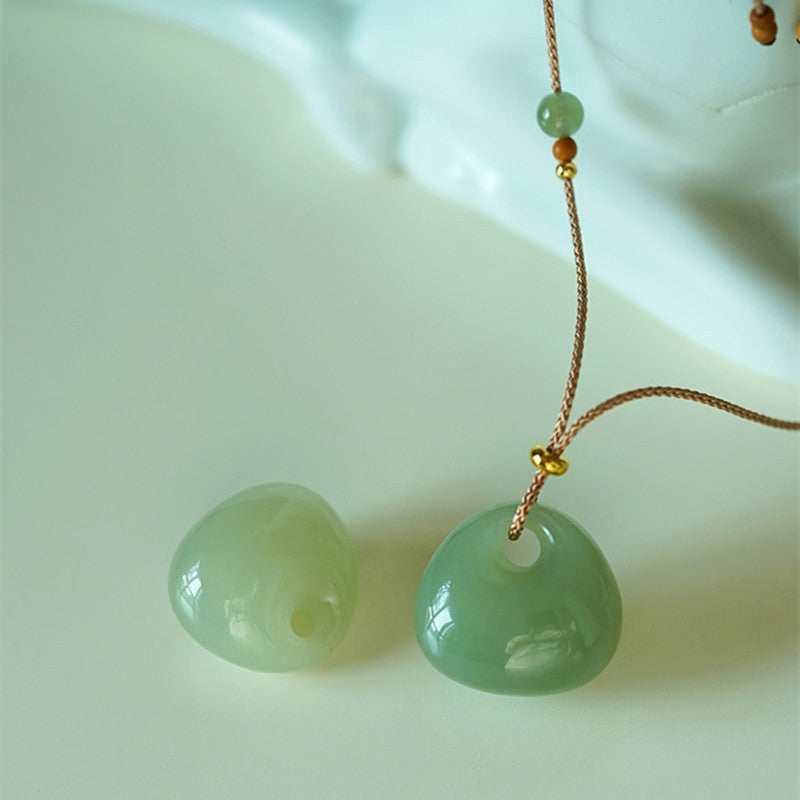 Buddha Stones Natural Jade Luck Prosperity Necklace Pendant (Random Color) - image 1
