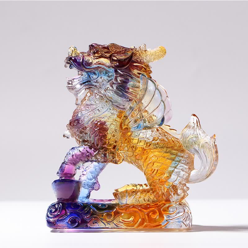 Buddha Stones Feng Shui Kirin Handmade Liuli Crystal Art Piece Fortune Home Office Decoration - image 4