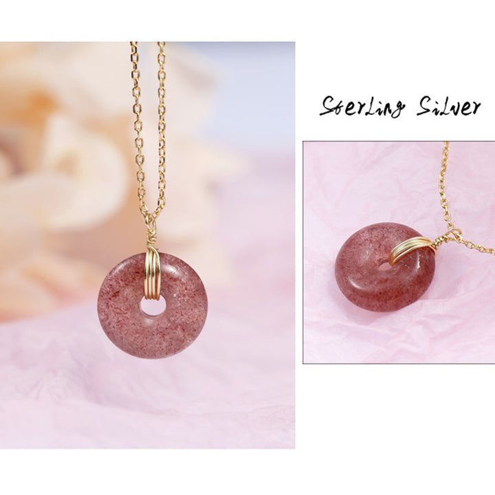 Buddha Stones 925 Sterling Silver Strawberry Quartz Healing Positive Necklace - image 7