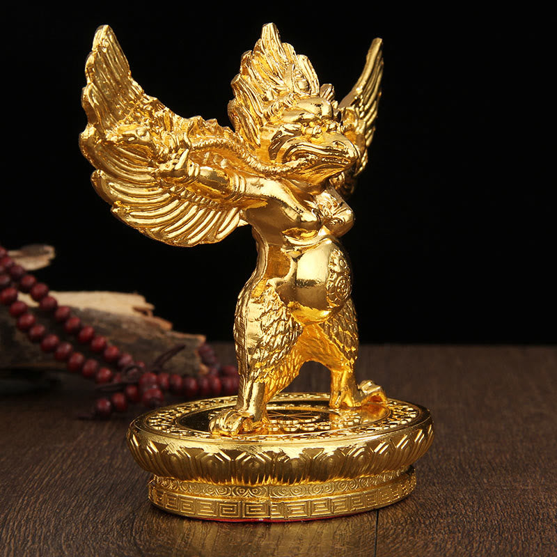 Buddha Stones Tibetan Gold Garuda Bird Alloy Protection Home Decoration - image 4