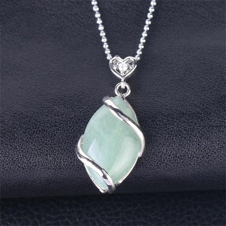 Buddha Stones Marquise Pattern Natural Crystal Stone Charm Necklace Pendant - Green Aventurine - image 1