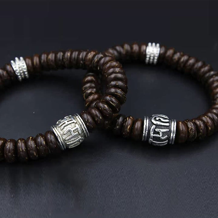 Buddha Stones Natural Tibetan Coconut Shell Om Mani Padme Hum Positive Bracelet - image 24