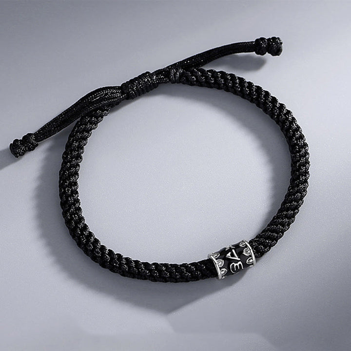 Buddha Stones 925 Sterling Silver Om Mani Padme Hum Peace Braided Bracelet - image 2