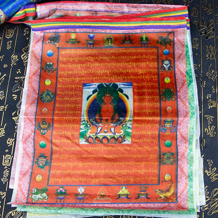 Buddha Stones Tibetan 5 Colors Windhorse Buddha Tara Scriptures Healing Auspicious Outdoor Prayer Flag - image 10