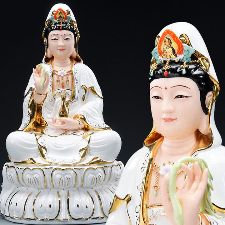 Buddha Stones Chenrezig Bodhisattva Avalokitesvara Success Ceramic Statue Home Decoration - image 0