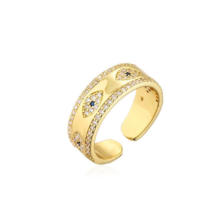 Buddha Stones Evil Eye Luck Blessing Copper Alloy Ring - image 3