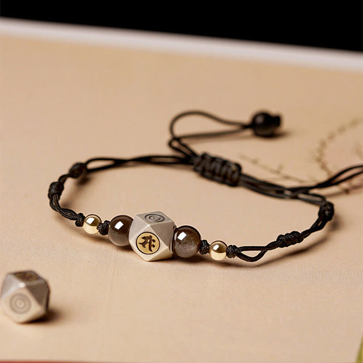 Buddha Stones Handmade 925 Sterling Silver Chinese Zodiac Natal Buddha Cinnabar Calm Braided Bracelet - Black Thin Rope(Wrist Circumference 14-17cm) - Dog/Pig-Amitabha Buddha - image 2