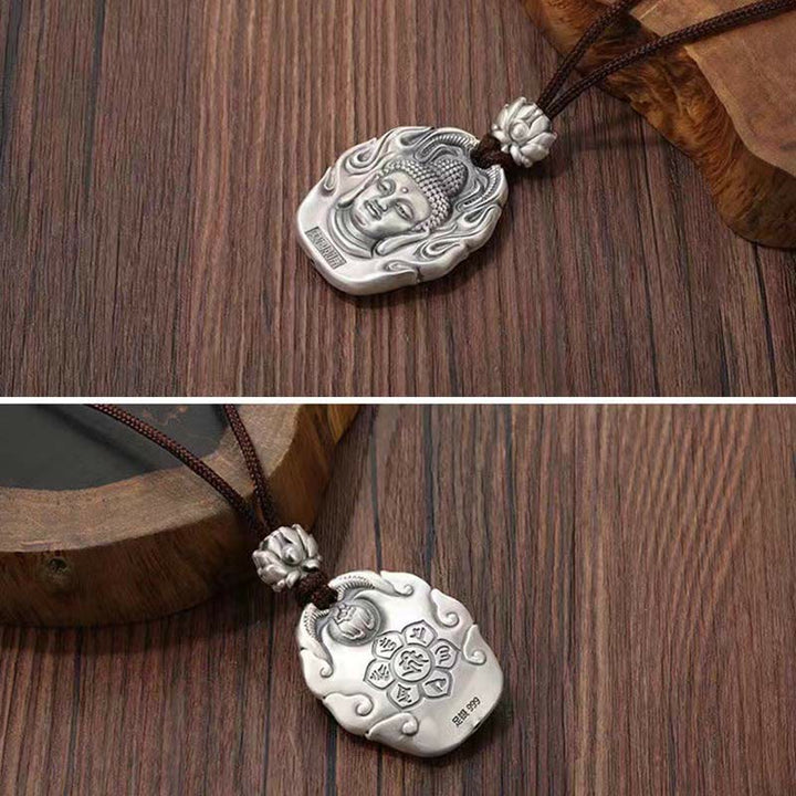 Buddha Stones Chinese Zodiac Natal Buddha Om Mani Padme Hum Lotus Compassion Necklace Pendant - image 3