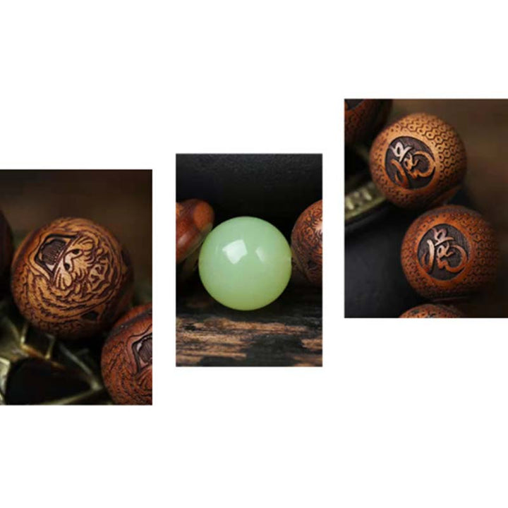 Buddha Stones Tibetan Rosewood Engraving Tiger Protection Bracelet - image 7