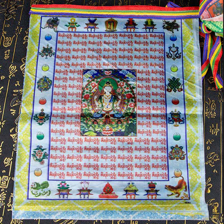 Buddha Stones Tibetan 5 Colors Windhorse Buddha Tara Scriptures Healing Auspicious Outdoor Prayer Flag - image 13