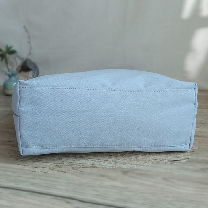 Buddha Stones Pear Flower Plum Peach Blossom Bamboo Embroidery Canvas Large Capacity Shoulder Bag Tote Bag - image 12