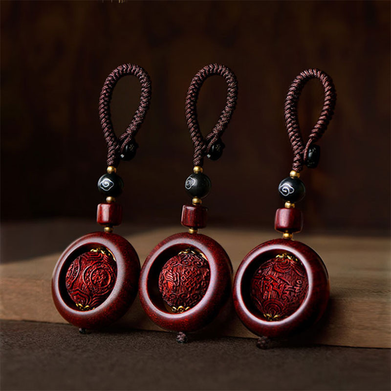 Buddha Stones Tibetan Small Leaf Red Sandalwood Ebony Luck Protection Rotation Decoration - image 0
