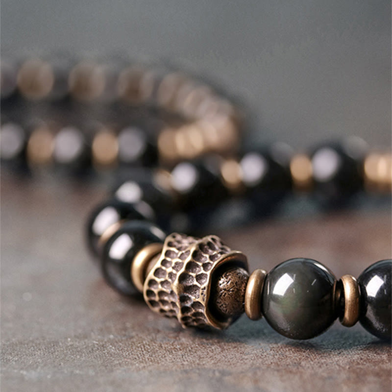 Buddha Stones Rainbow Obsidian Copper Love Healing Bracelet - image 2