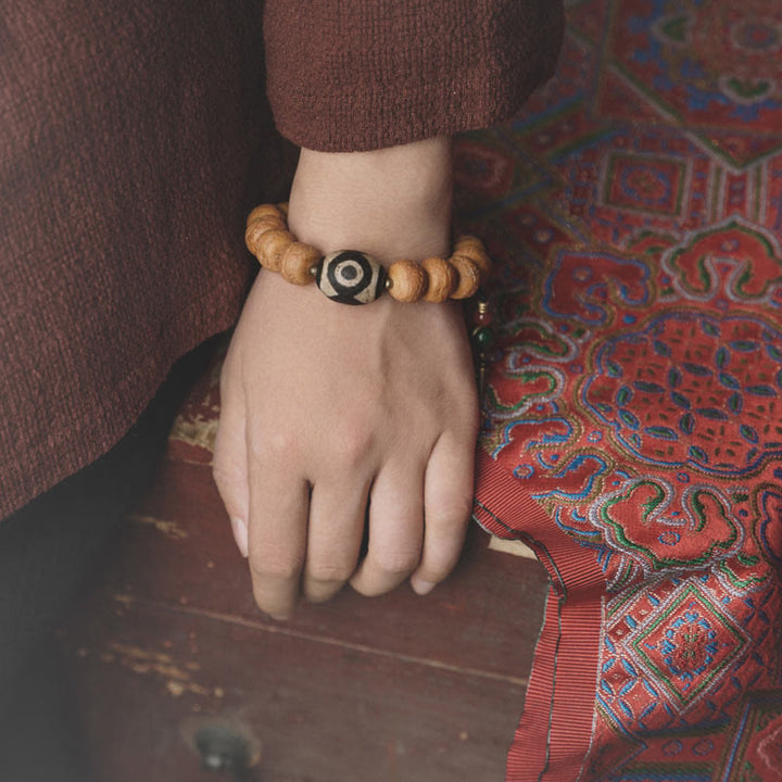 Buddha Stones Tibet Bodhi Seed Dzi Bead Peace Charm Wrist Mala Bracelet - image 4
