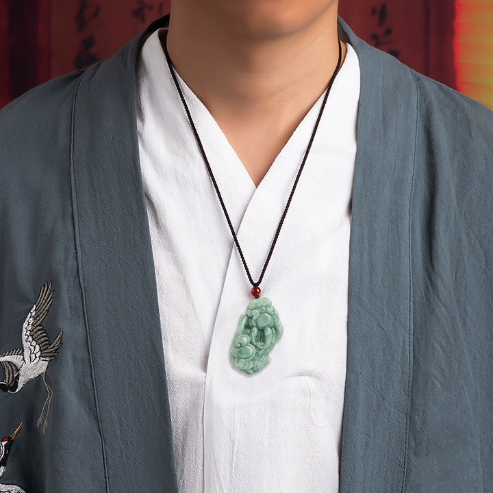 Buddha Stones Jade PiXiu Wealth Luck String Necklace Pendant - image 2