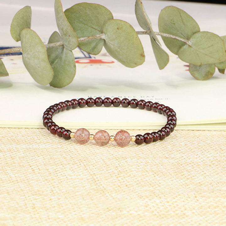 Buddha Stones Natural Garnet Strawberry Quartz Calm Bracelet - image 8